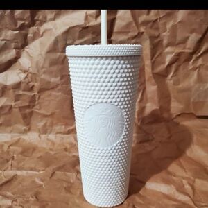 2023 White Cream Soft Touch Studded Tumbler 24oz